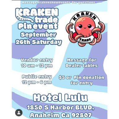 Anahiem CA, Kraken Pin Trade Event, Sep. 26 2026